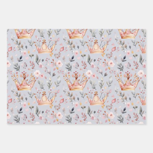 Whimsical Fairy Queen Magical Crown Pastor Pink Geschenkpapier Set (Vorderseite 2)