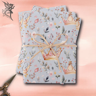 Whimsical Fairy Queen Magical Crown Pastor Pink Geschenkpapier Set