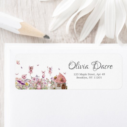 Whimsical Fairy Return Address Label Baby Dusche