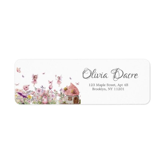Whimsical Fairy Return Address Label Baby Dusche (Vorne)