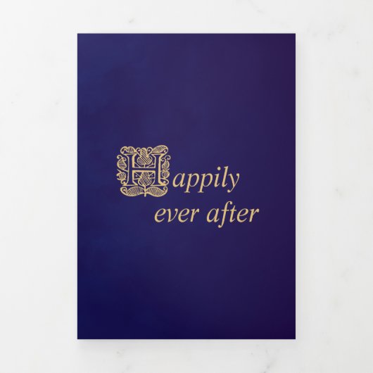 Whimsical Fairy Tale Book Gold Lila Velvet Dreifach Gefaltete Einladung (Cover)