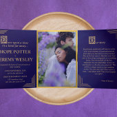 Whimsical Fairy Tale Book Gold Lila Velvet Dreifach Gefaltete Einladung