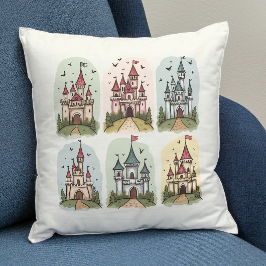 Whimsical Fairy Tale Burgen von Bellinzona Kissen