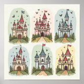 Whimsical Fairy Tale Burgen von Bellinzona Poster (Vorne)