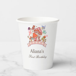 Whimsical Fairy Tale Green erster Geburtstag Pappbecher