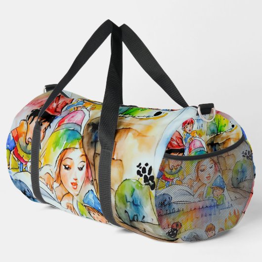 Whimsical Fairy Tale Illustration Duffle Bag (Rechte Ecke)