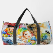 Whimsical Fairy Tale Illustration Duffle Bag (Rückseite)