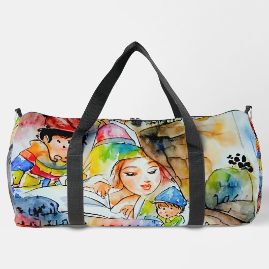 Whimsical Fairy Tale Illustration Duffle Bag (Rückseite)