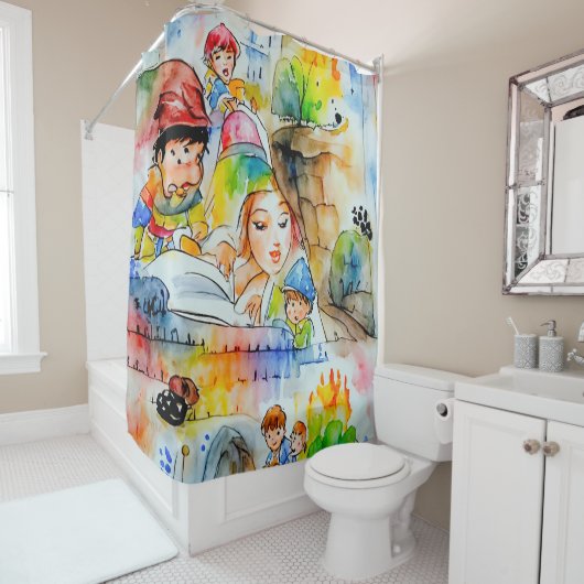 Whimsical Fairy Tale Illustration Duschvorhang (Beispiel)