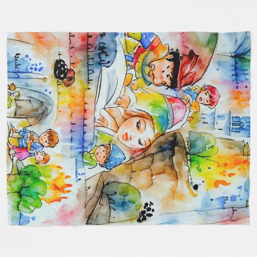 Whimsical Fairy Tale Illustration Fleecedecke (Vorderseite (Horizontal))