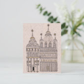 Whimsical Fairy Tale Illustration Gebäude Postkarte (Stehend Vorderseite)