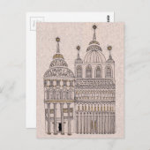 Whimsical Fairy Tale Illustration Gebäude Postkarte (Vorne/Hinten)