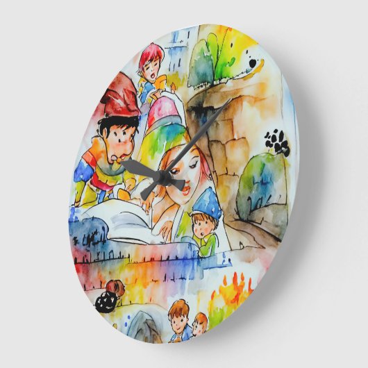 Whimsical Fairy Tale Illustration Große Wanduhr (Winkel)