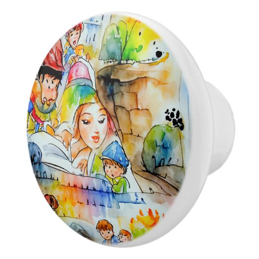 Whimsical Fairy Tale Illustration Keramikknauf (Rechts)