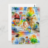Whimsical Fairy Tale Illustration Postkarte (Vorne/Hinten)