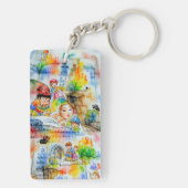 Whimsical Fairy Tale Illustration Schlüsselanhänger (Rückseite)