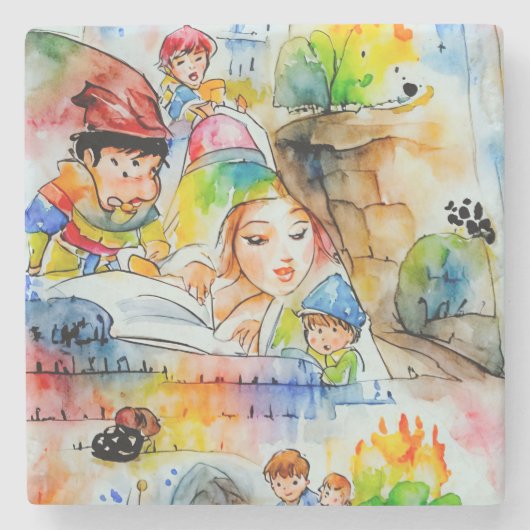 Whimsical Fairy Tale Illustration Steinuntersetzer (Vorderseite)