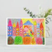 Whimsical Fairy Tale Town Dankeskarte (Stehend Vorderseite)