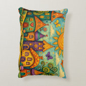 Whimsical Fairy Tale Village Colorful Canvas Art Dekokissen (Rückseite(Vertikal))