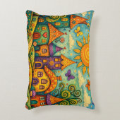 Whimsical Fairy Tale Village Colorful Canvas Art Dekokissen (Vorderseite(Vertikal))