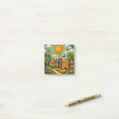 Whimsical Fairy Tale Village Colorful Canvas Art Post-it Klebezettel (Auf Schreibtisch)