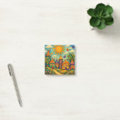 Whimsical Fairy Tale Village Colorful Canvas Art Post-it Klebezettel (Büro)