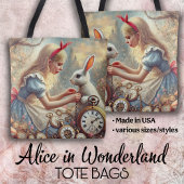 Whimsical Fairytale Art Alice and White Rabbit Tasche