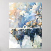 Whimsical Fairytale Castle on Sky Cliff Poster (Vorne)