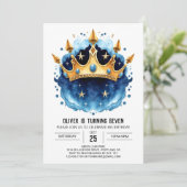 Whimsical Fairytale Prince Crown Geburtstag Einladung (Stehend Vorderseite)