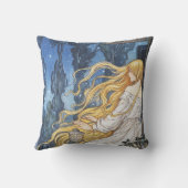 Whimsical Fairytale Vintage Rapunzel Art Nouveau Kissen (Rückseite)