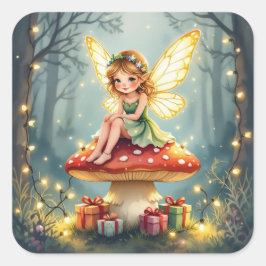 Whimsical Fairytale Weihnachten Quadratischer Aufkleber