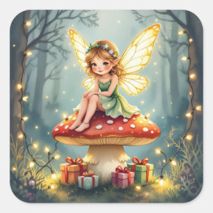 Whimsical Fairytale Weihnachten  Quadratischer Aufkleber