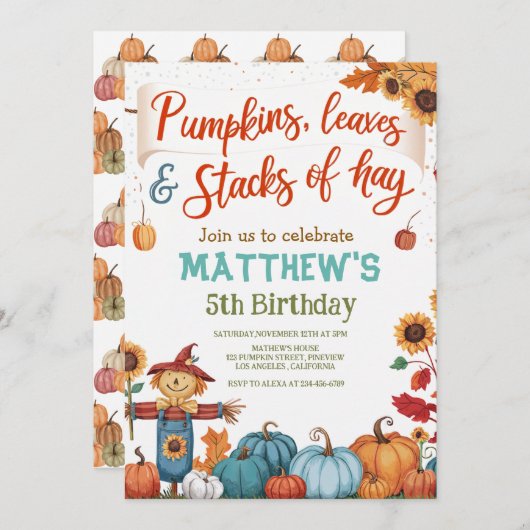 Whimsical Fall Birthday Einladung (Vorne/Hinten)