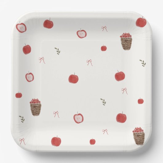 Whimsical Fall-Bow-Apple-unserer-Augen-Baby-Party Pappteller (Vorderseite)