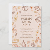 Whimsical Fall Doodles Friendsgiving Abendessen Einladung (Vorderseite)