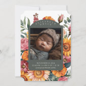 Whimsical Fall Floral Border Birth Ankündigung (Vorderseite)