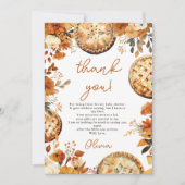 Whimsical Fall Floral Kleine Süsse Pie Baby Dusche Dankeskarte (Vorderseite)