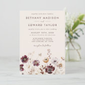 Whimsical Fall Floral Wedding Einladung (Stehend Vorderseite)