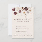 Whimsical Fall Floral Wedding RSVP Karte (Vorderseite)