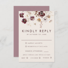 Whimsical Fall Floral Wedding RSVP Karte