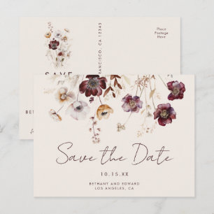 Whimsical Fall Floral Wedding Save the Date Postkarte