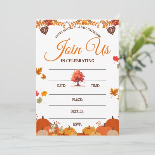 Whimsical Fall Gathering Invitation Einladung (Stehend Vorderseite)
