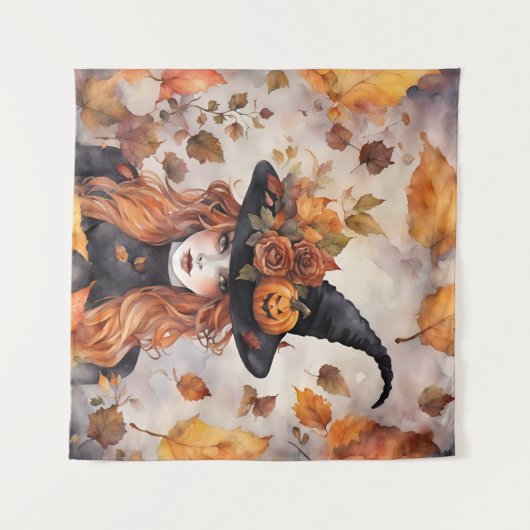 Whimsical Fall Hexe Wandteppich (Vorderseite (Horizontal))