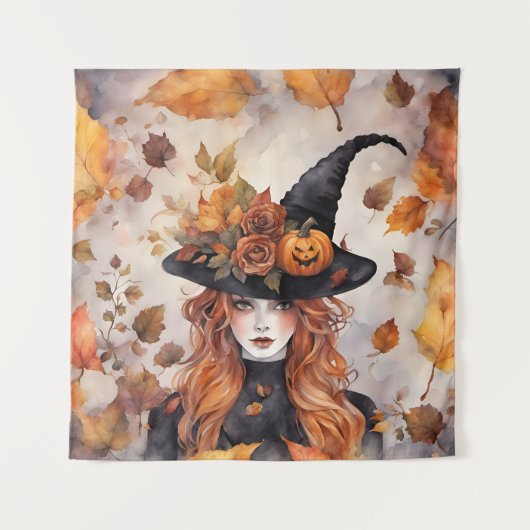 Whimsical Fall Hexe Wandteppich (Vorderseite)