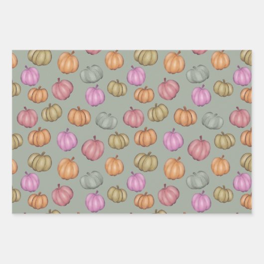 Whimsical Fall Pastel Pumpkin-Muster Geschenkpapier Set (Vorderseite 3)