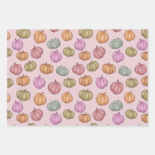 Whimsical Fall Pastel Pumpkin-Muster Geschenkpapier Set (Vorderseite 2)