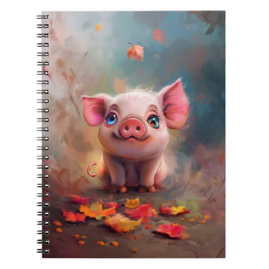 Whimsical Fall Piglet Notebook Notizblock (Vorderseite)