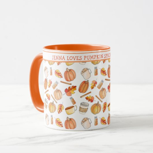 Whimsical Fall Pumpkin Gewürz zwei Tone Tasse (Vorderseite Links)