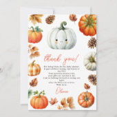 Whimsical Fall Pumpkin Little Pumpkin Baby Dusche Dankeskarte (Vorderseite)