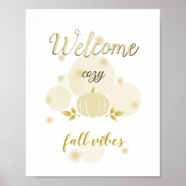 whimsical fall vibes neutral pumpkin  poster